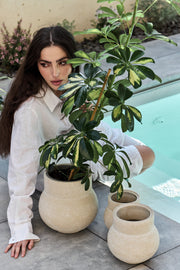 עגול קרמיקה שמנת בינוני
