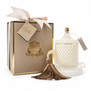 נר יוקרתי גדול ART DECO קרם CREAM AND GOLD